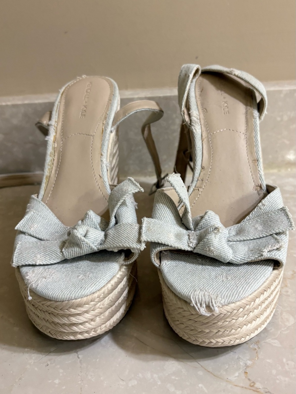 Kendall and Kylie Distressed Wedges, Worn Once - Picture 3 of 9